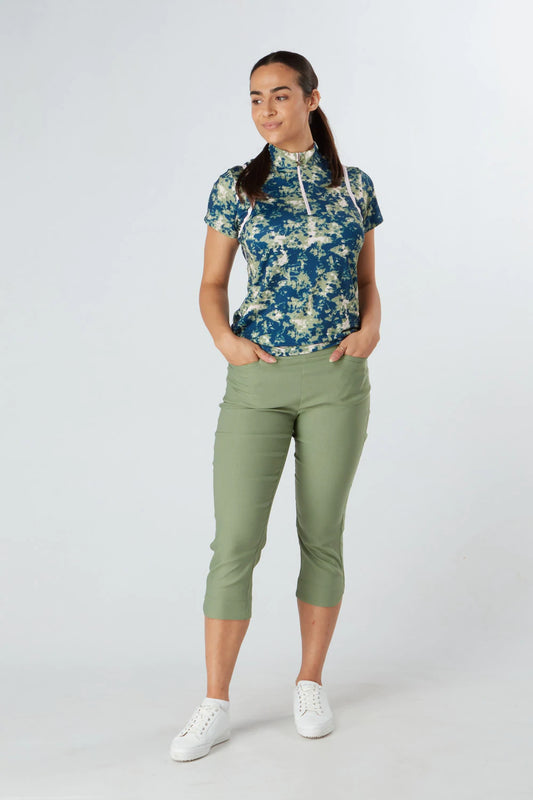 Swing Out Sister Pull on Capri Olive Green