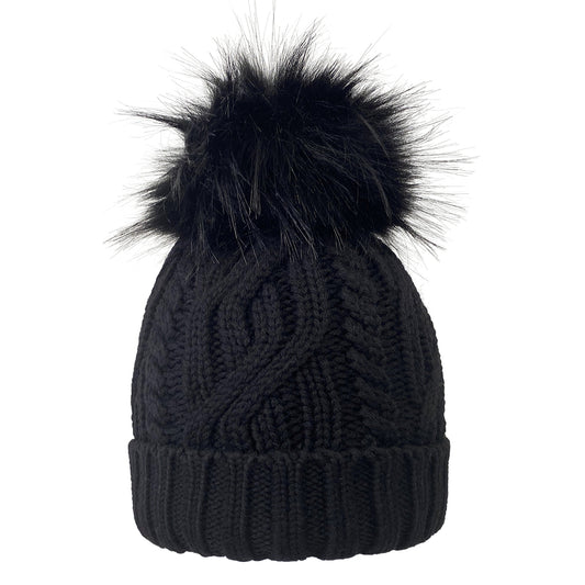 Surprizeshop Winter Bobble Hat - Black