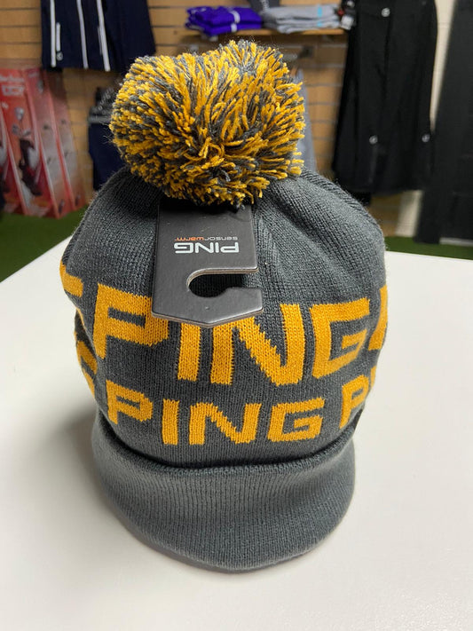 Ping Logo Bobble Hat - Grey/Yellow